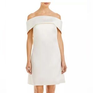 Mikado Off-The-Shoulder Shift Dress off white color